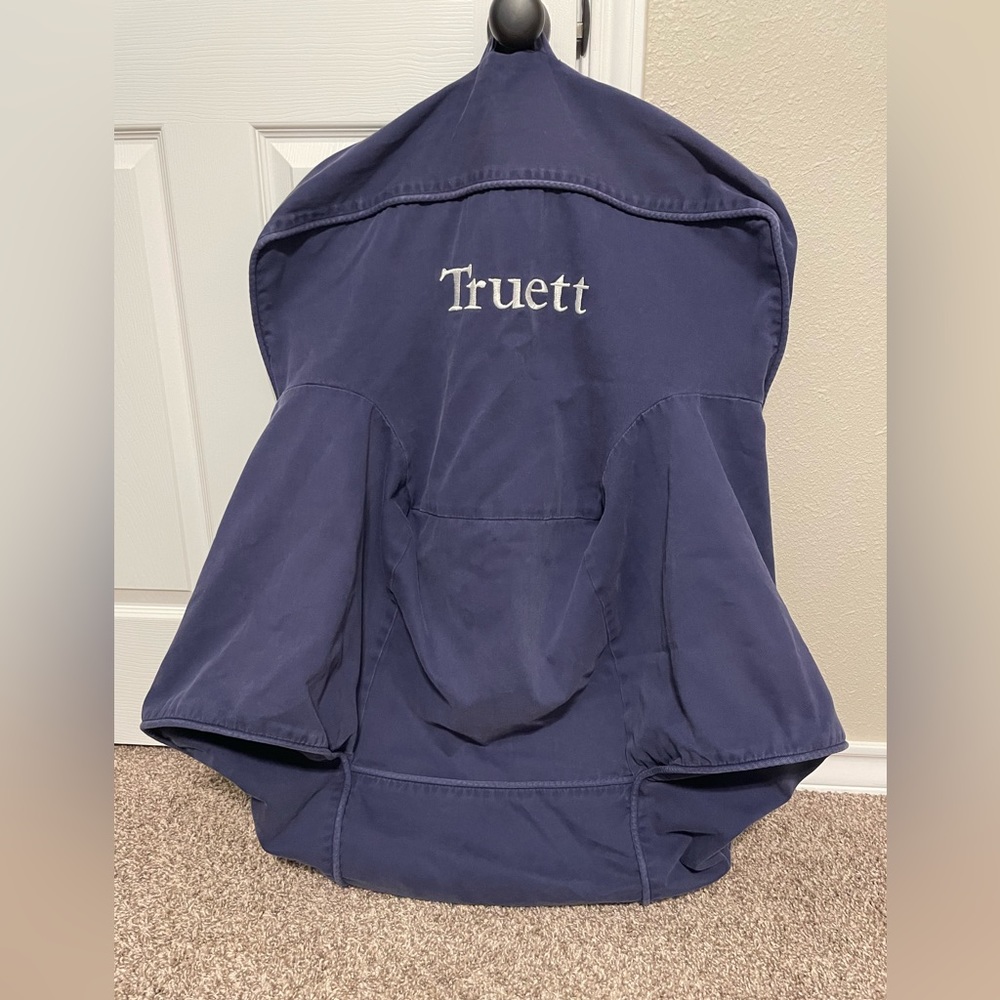 Pottery Barn My First Anywhere Chair Dark Blue Slipcover. Embroidered “Truett”.